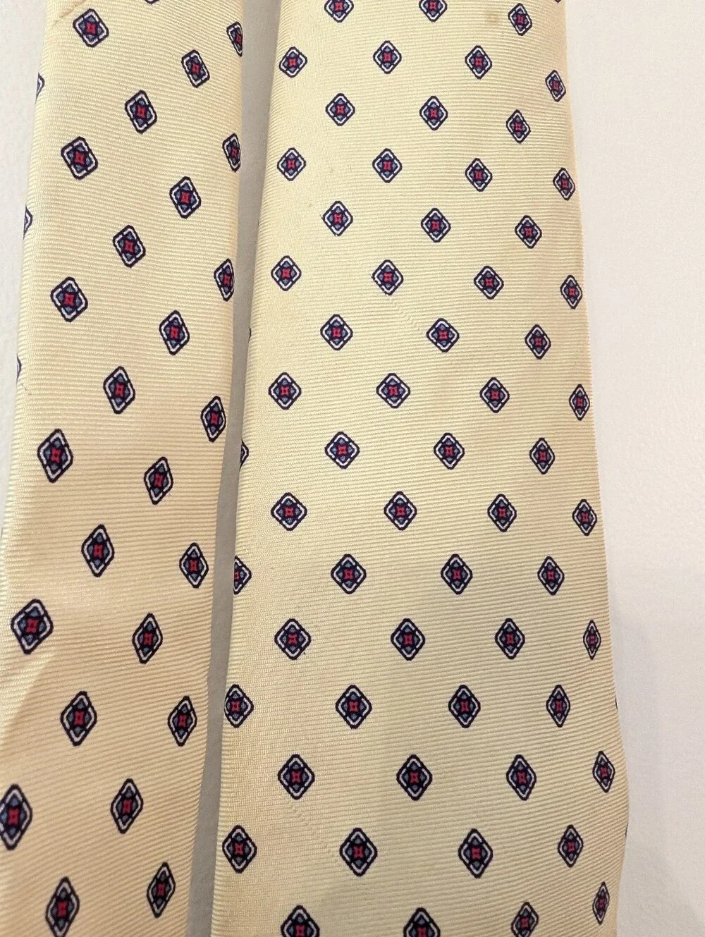 Vintage Givenchy Monsieur Silk Skinny Necktie Yellow Geometric Dot Italy